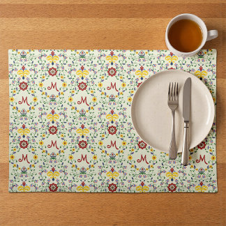 Scandinavian Rosemaling Monogram Pattern Nordic Cloth Placemat