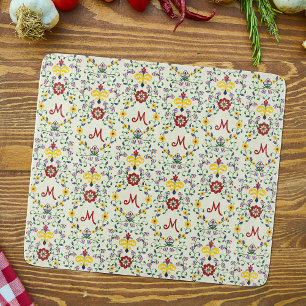 Scandinavian Rosemaling Monogram Pattern Nordic Cutting Board