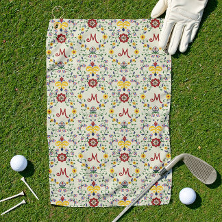 Scandinavian Rosemaling Monogram Pattern Nordic Golf Towel