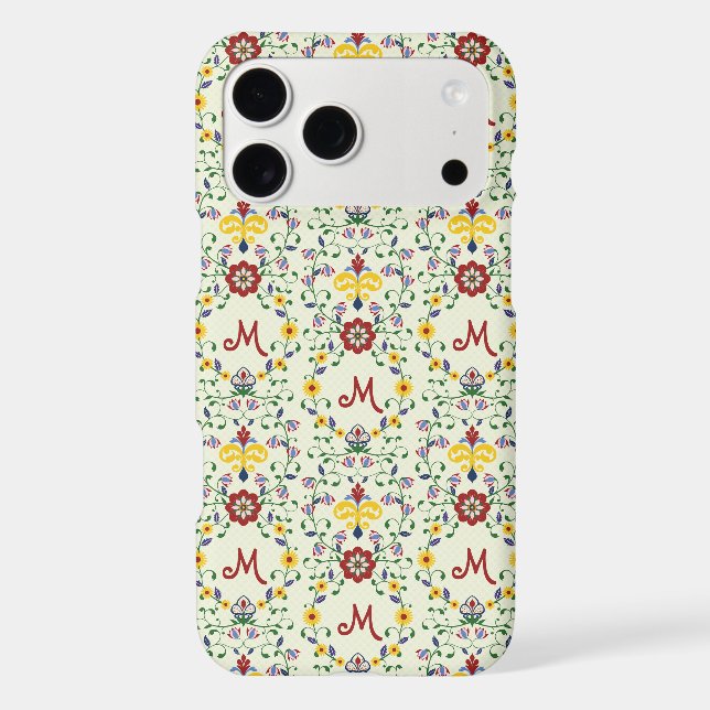 Scandinavian Rosemaling Monogram Pattern Nordic Iphone Case (Back)