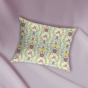 Scandinavian Rosemaling Monogram Pattern Nordic Pillow Case