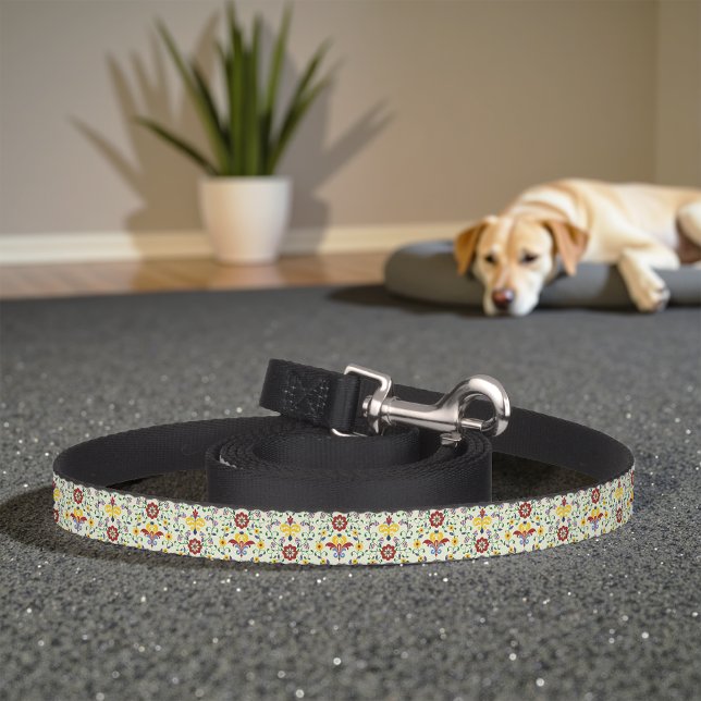 Scandinavian Rosemaling Pattern Nordic Floral Art Pet Leash (Creator Uploaded)