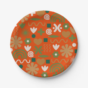 Scandinavian Rustic Retro Pattern Paper Plates