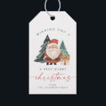 Scandinavian Santa Christmas Tree Holiday Gift Tags<br><div class="desc">This Christmas gift tag features a cute Scandinavian inspired Santa Claus with a Christmas Tree and present paired with a fun and minimalist font combination. This red and green holiday tag is perfect for your seasonal gifting.</div>