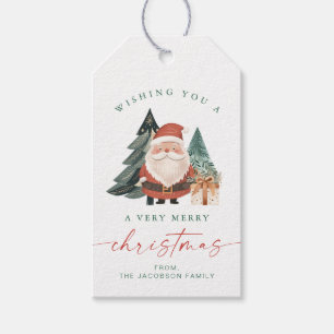 Scandinavian Santa Christmas Tree Holiday Gift Tags