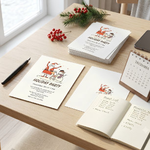 Scandinavian Santa Snowman Christmas Party Invitation