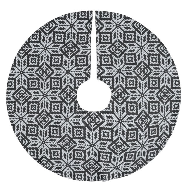 Scandinavian Selburose Christmas Knit Pattern Brushed Polyester Tree Skirt (Front)