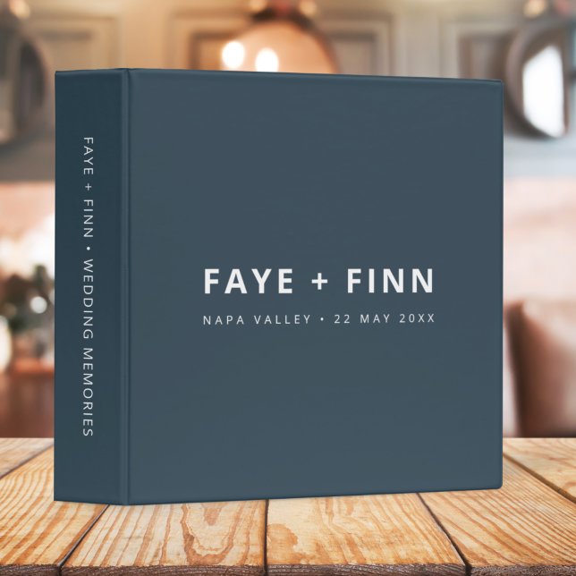 Scandinavian | Smoke Blue Minimal Wedding Memories 3 Ring Binder (Creator Uploaded)