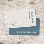 Scandinavian Smoke Blue Minimalist Simple Business Card<br><div class="desc">A simple stylish custom design in an informal casual style with modern typography quote "nice to meet you." with a smoke blue and neutral dual tone color scheme. The template can easily be personalized to make a design as unique as you are! A perfectly trendy bespoke design to suit your...</div>