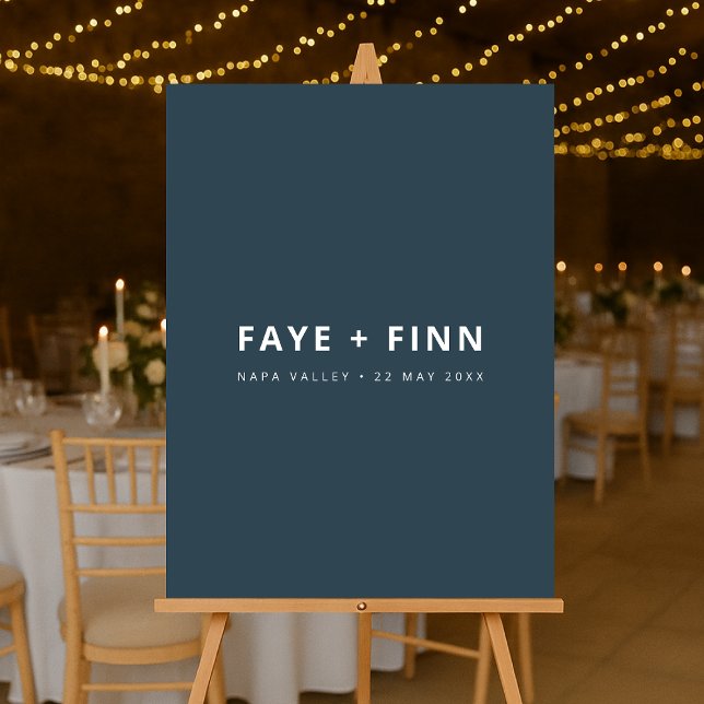 Scandinavian | Smoke Blue Minimalist Wedding Day Foam Board (Creator Uploaded)