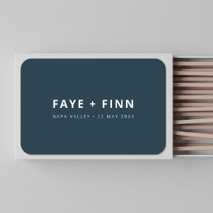 Scandinavian Smoke Blue Minimalist Wedding Favor Matchboxes