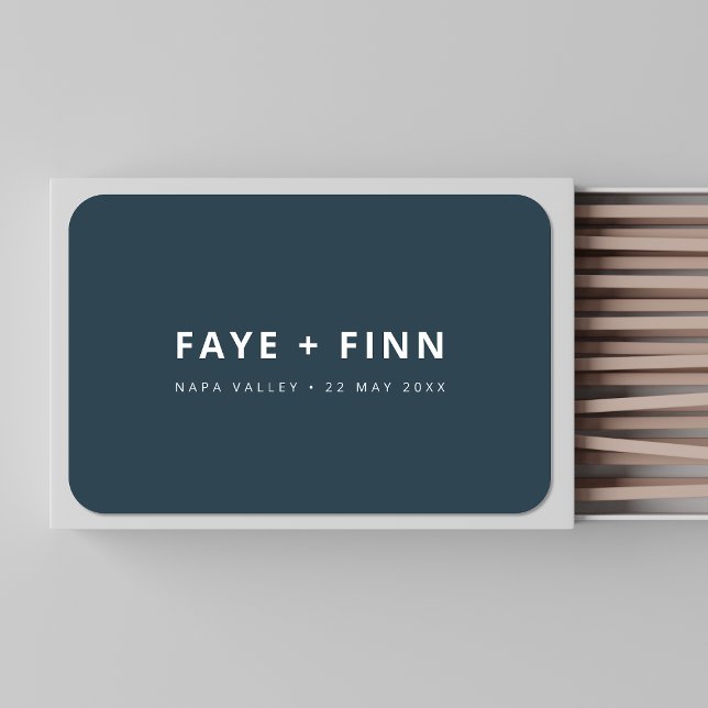 Scandinavian | Smoke Blue Minimalist Wedding Favor Matchboxes (Creator Uploaded)