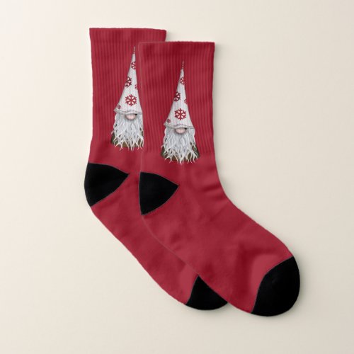 Scandinavian Snowflake Gnome Socks