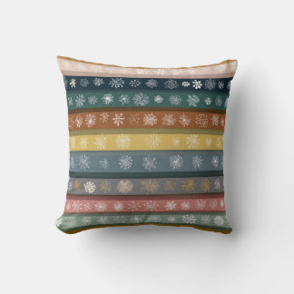Scandinavian Snowflake Stripe Throw Pillow – Cozy 