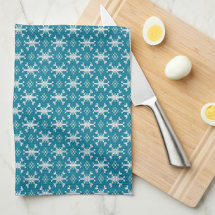 Scandinavian Snowflake Sweater Knit Pattern Kitchen Towel