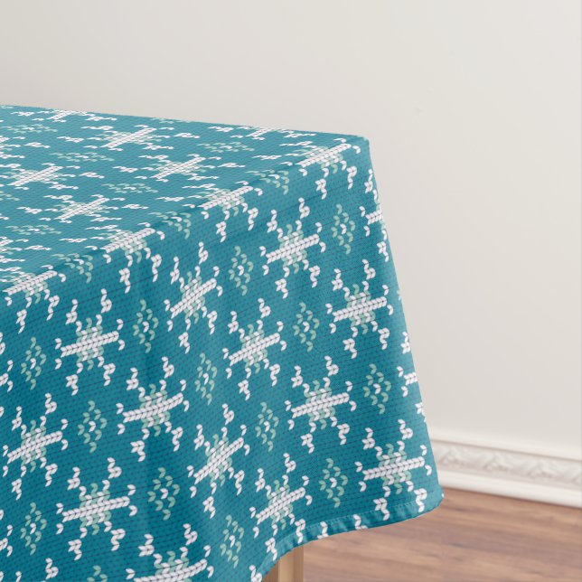 Scandinavian Snowflake Sweater Knit Pattern  Tablecloth (In Situ)