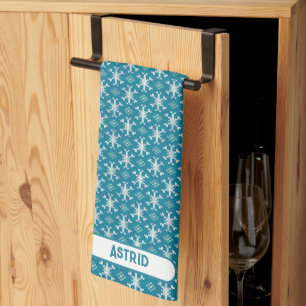 Scandinavian Snowflake Sweater Knit Personalized  Kitchen Towel