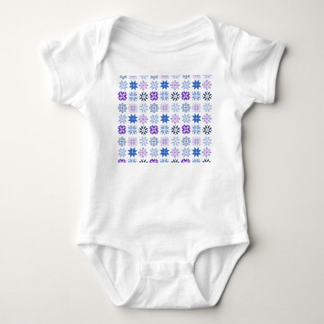 Scandinavian Snowflakes Baby Bodysuit (Front)