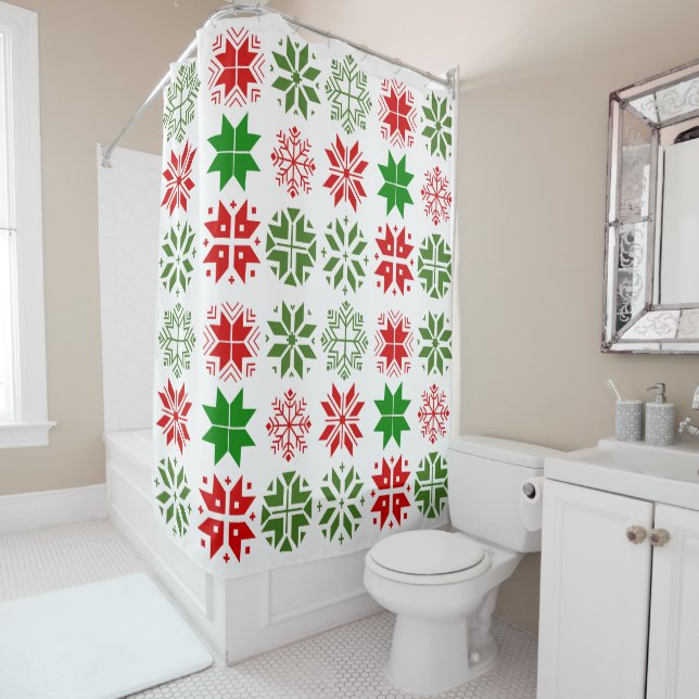 Scandinavian Snowflakes Shower Curtain (In Situ)