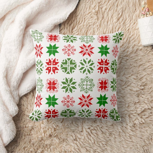 Scandinavian Snowflakes Throw Pillow (Blanket)