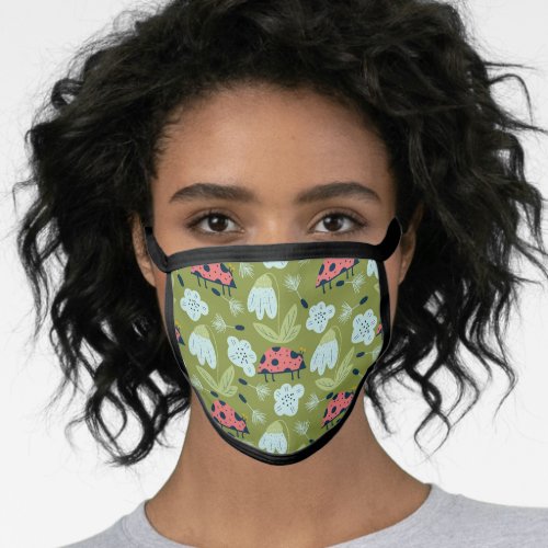 Scandinavian Spring Flowers with Ladybugs Face Mask