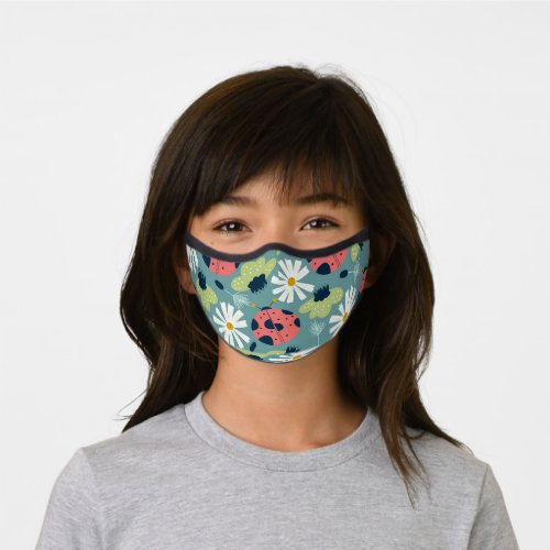 Scandinavian Spring Flowers with Ladybugs Premium Face Mask