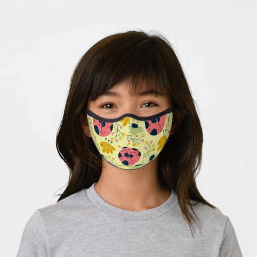 Scandinavian Spring Flowers with Ladybugs Premium Face Mask