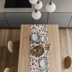 Scandinavian Style Berry Branches Table Runner