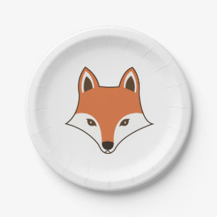 Scandinavian Style Cartoon Fox Face Paper Plates