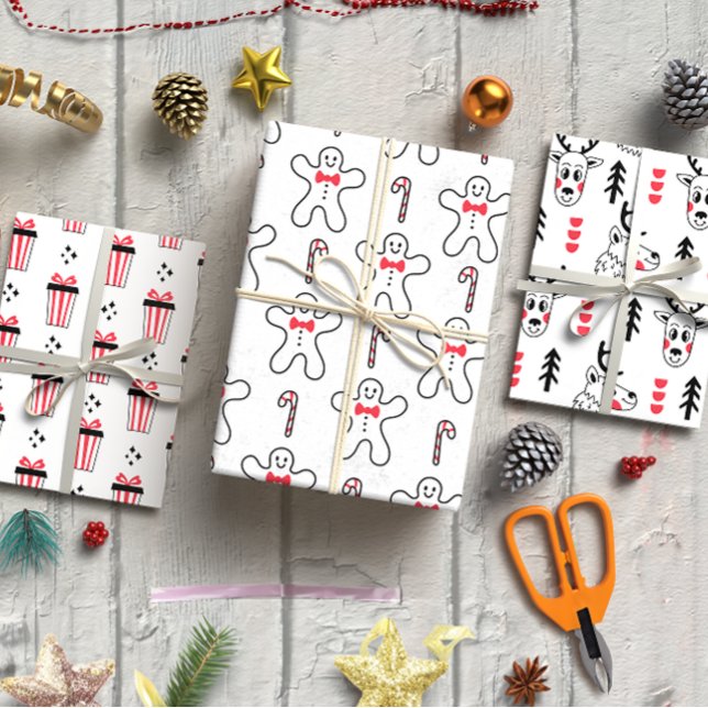 Scandinavian style Christmas set of 3 Wrapping Paper Sheets (Scandinavian style Christmas set of 3 Wrapping Paper Sh)