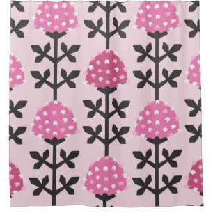 Scandinavian style clover floral vintage seamless  shower curtain
