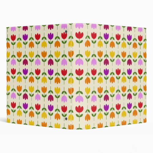 Scandinavian Style Colorful on Crm Flower Pattern 3 Ring Binder