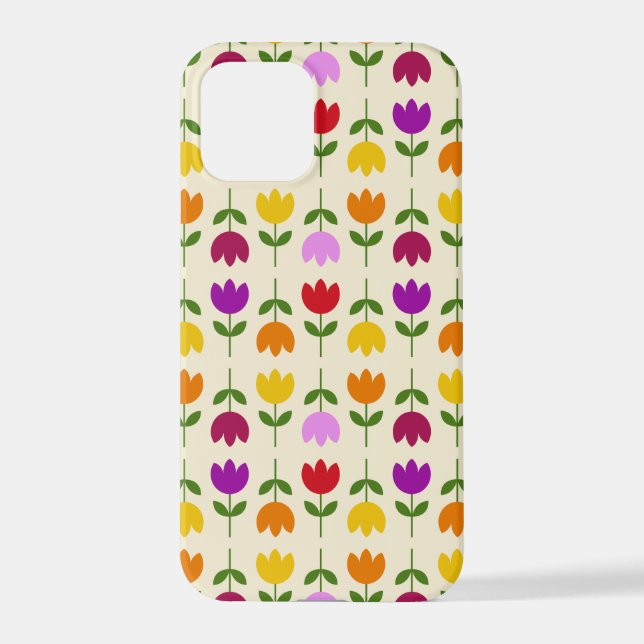 Scandinavian Style Colorful on Crm Flower Pattern iPhone Case (Back)