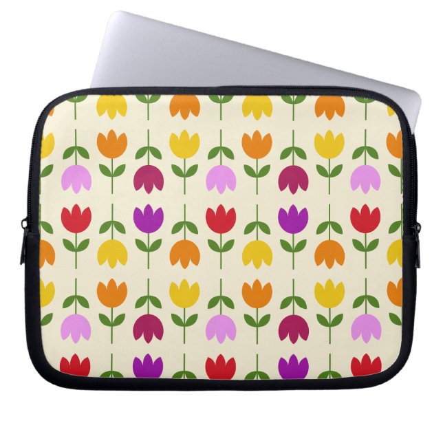 Scandinavian Style Colorful on Crm Flower Pattern Laptop Sleeve (Front)