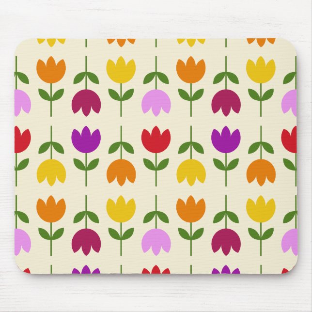Scandinavian Style Colorful on Crm Flower Pattern Mouse Pad (Front)
