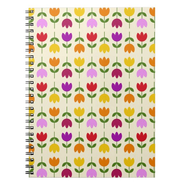 Scandinavian Style Colorful on Crm Flower Pattern Notebook (Front)