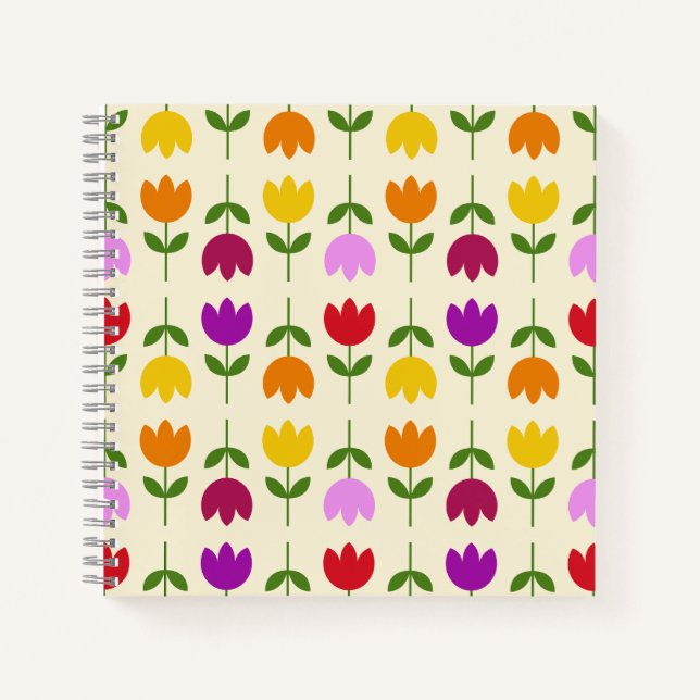 Scandinavian Style Colorful on Crm Flower Pattern Notebook (Front)
