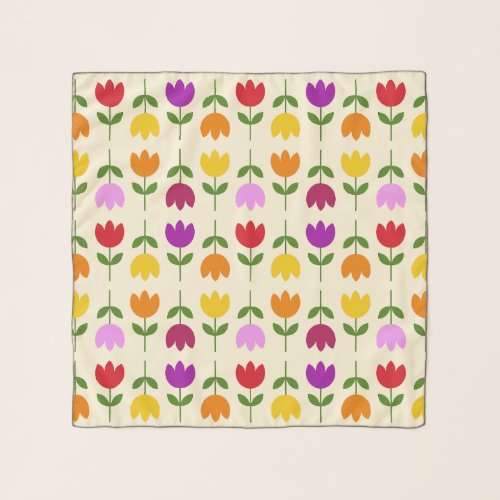 Scandinavian Style Colorful on Crm Flower Pattern Scarf