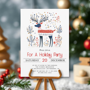 Scandinavian style deer Christmas holiday party Invitation