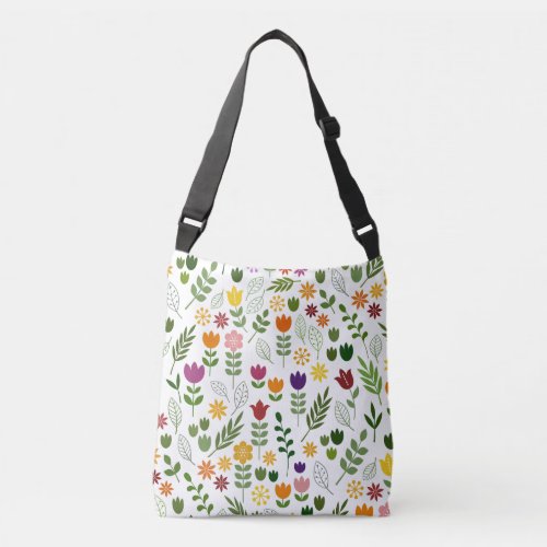 Scandinavian Style Flora  Fauna Big Pattern Crossbody Bag