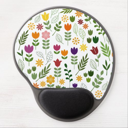 Scandinavian Style Flora  Fauna Big Pattern Gel Mouse Pad