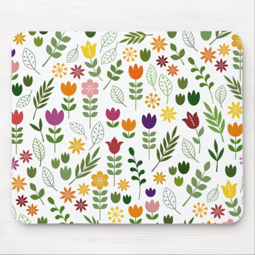 Scandinavian Style Flora  Fauna Big Pattern Mouse Pad