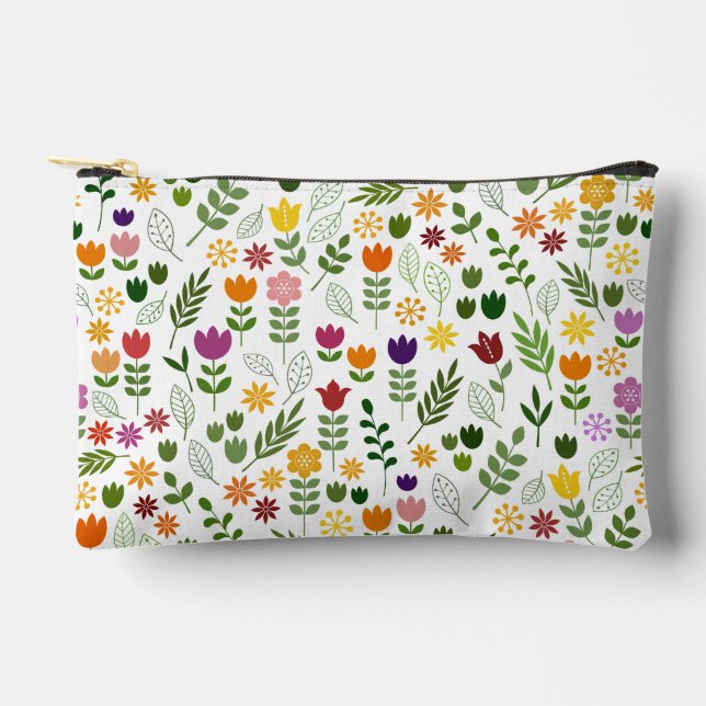 Scandinavian Style Flora & Fauna Pattern Accessory Pouch (Front)