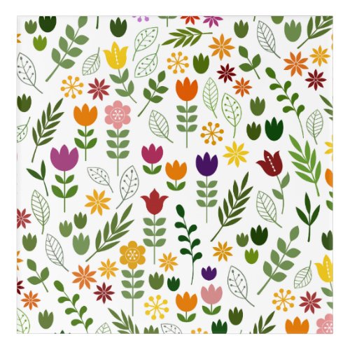 Scandinavian Style Flora  Fauna Pattern Acrylic Print