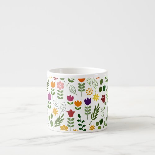 Scandinavian Style Flora  Fauna Pattern Espresso Cup