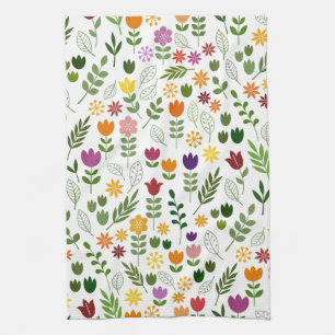 Scandinavian Style Flora & Fauna Pattern Kitchen Towel