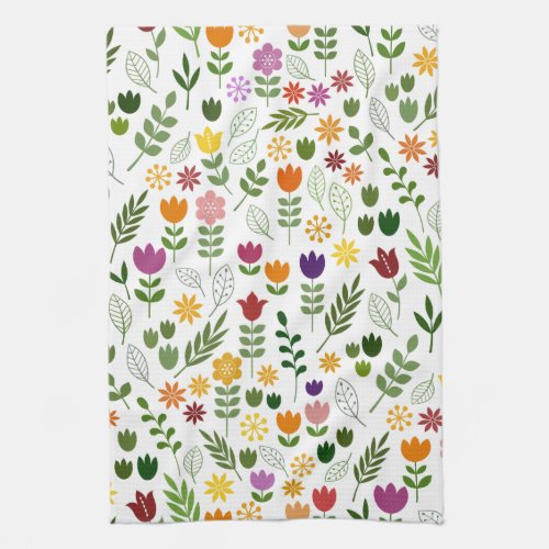 Scandinavian Style Flora  Fauna Pattern Kitchen Towel