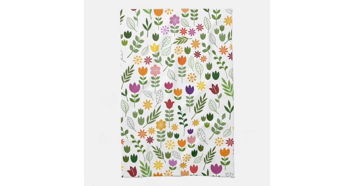 Woodland Folk Art Style Microfiber Dish Towel