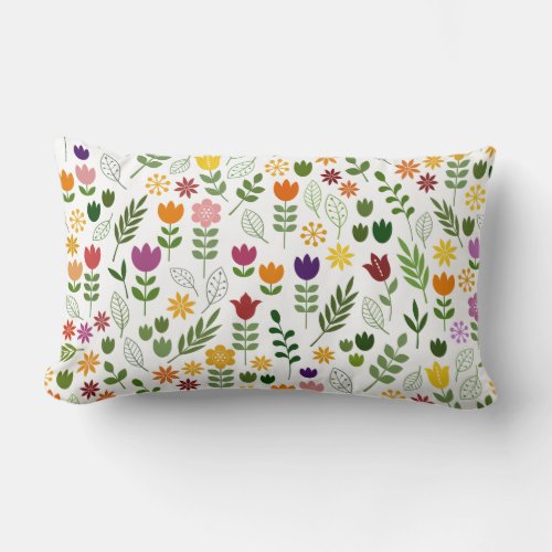 Scandinavian Style Flora  Fauna Pattern Lumbar Pillow