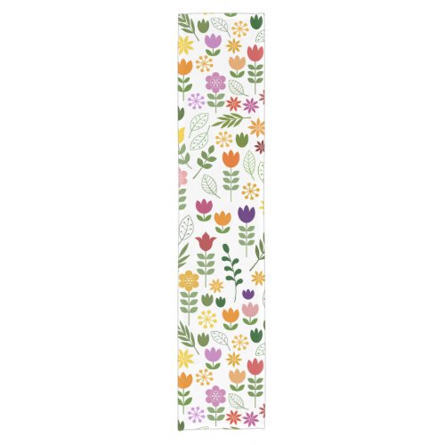 Scandinavian Style Flora  Fauna Pattern Short Table Runner